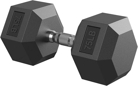 Hex Dumbbell 40-125 lb, Rubber Encased Exercise & Fitness Dumbbells, Hand Weight for Strength Training-FlexoryFit