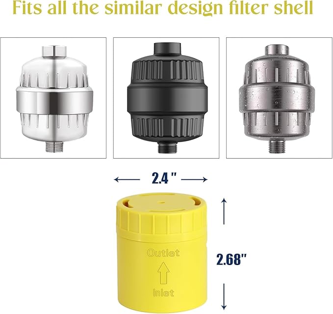 2-PACK High Output Universal Shower Filter Replacement Cartridge–Efficiently Remove Chlorine, Heavy Metals & dirt, Infused with Vitamin C Lemon Scent – Promote Healthier Hair & Skin