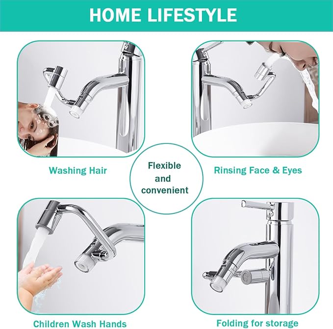 Water Filter for Sink- Faucet Extender-Rotatable Faucet Aerator-10pcs Cartridges,1080° Swivel Faucet Extender for Kitchen & Bathroom Sink,360° Rotating 2-Mode Swivel Aerator, Chrome