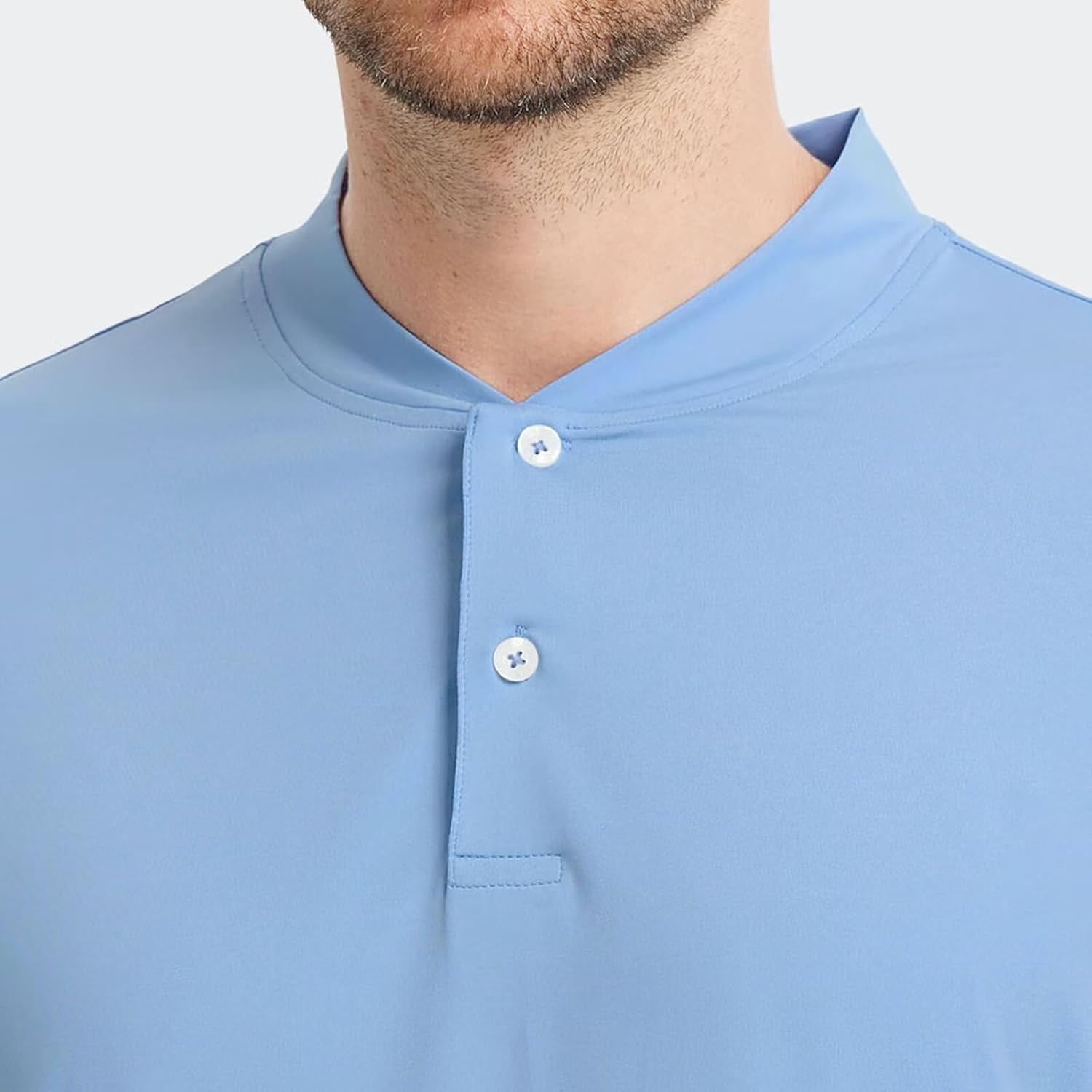 M MAELREG Collarless Golf Shirts for Men Dry Fit Moisture Wicking Performance Solid Casual Mens Henley Shirts Short Sleeve