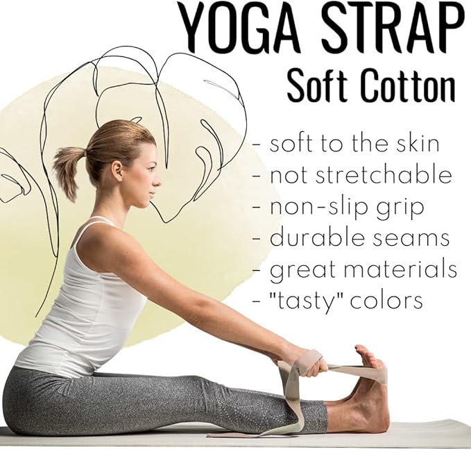 TECEUM Yoga Strap & Mat Strap – 2 IN 1 – Cotton – 6 ft 8 ft 10 ft (30+ colors) – Adjustable Non-Slip Belt for Yoga, Pilates, Stretching, Physical Therapy, Fitness & Home Workout – For Carrying Mats-FlexoryFit