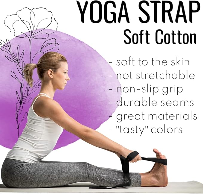 TECEUM Yoga Strap & Mat Strap – 2 IN 1 – Cotton – 6 ft 8 ft 10 ft (30+ colors) – Adjustable Non-Slip Belt for Yoga, Pilates, Stretching, Physical Therapy, Fitness & Home Workout – For Carrying Mats-FlexoryFit