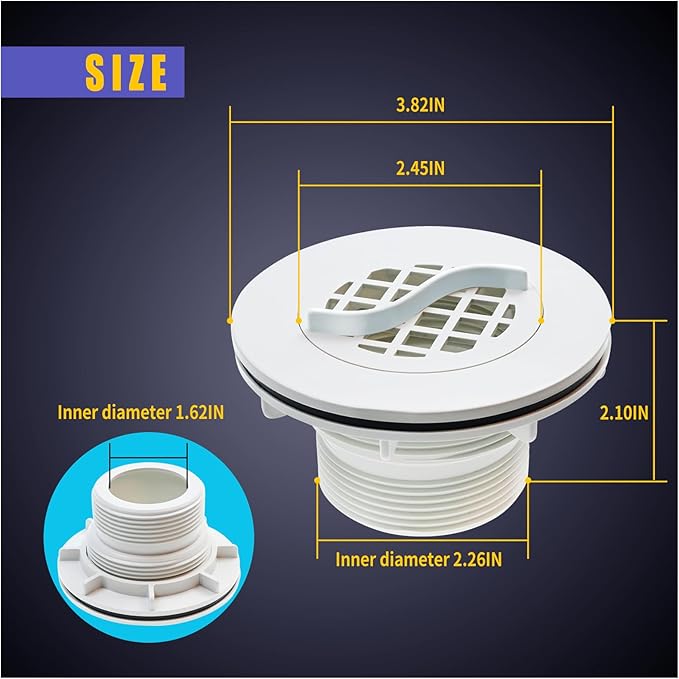 2Pcs Threaded Inlet Strainer Kit Compatible with Intex Filter Pumps w/ 1-1/2" Hoses,Incl Rubber Washer and Strainer Nut,Inlet Strainer use for Stock Tank Pools & Above Ground Pool