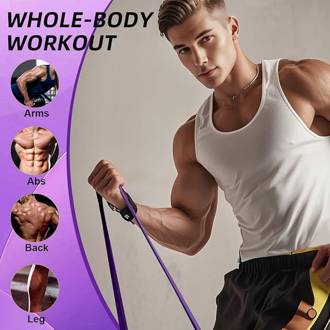 WHATAFIT Resistance Bands, Pull Up Assistance Bands, Exercise Bands, Workout Bands Set for Men and Women Home Fitness, Body Stretching, Strength Training, Physical Therapy-FlexoryFit