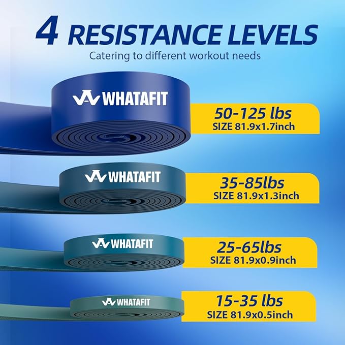 WHATAFIT Resistance Bands, Pull Up Assistance Bands, Exercise Bands, Workout Bands Set for Men and Women Home Fitness, Body Stretching, Strength Training, Physical Therapy-FlexoryFit