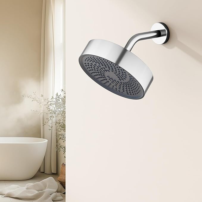 AULEEND，high pressure shower heads，with Anti-Clog Rubber Jets - 360° Rotation Adjustable Shower Head -7.87inches (Chrome)