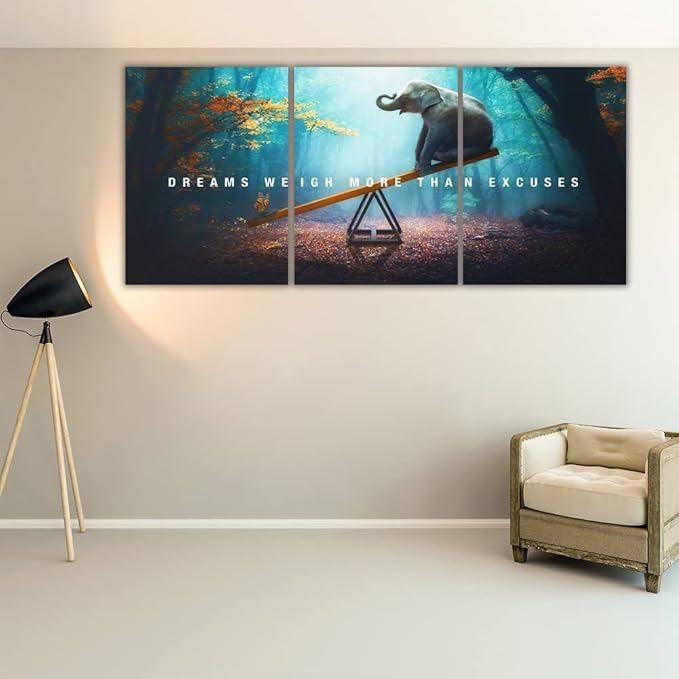 Yetaryy Motivational Poster Inspirational Wall Art 3 Pieces Canvas Painting Lion Artwork for Living Room Office Modern Home Decor Prints Pictures Wall Decor Framed Ready to Hang [36''Wx 16''H]-FlexoryFit