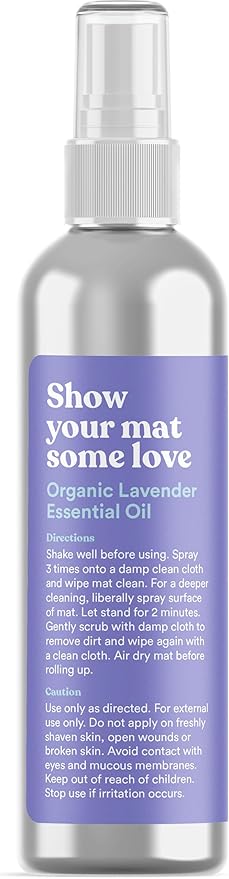 ASUTRA Yoga Mat Cleaner Spray (Peaceful Lavender - Aluminum Bottle), 4 fl oz - No Slippery Residue, Organic Essential Oils, Deep-Cleansing for Fitness Gear & Gym Equipment, Microfiber Towel Included-FlexoryFit