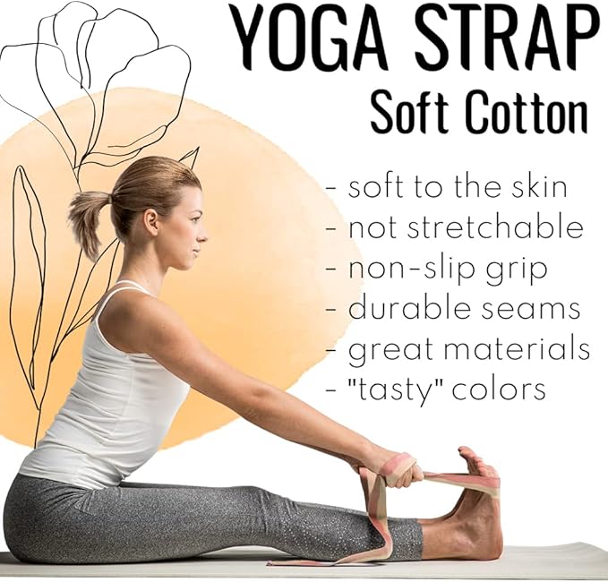 TECEUM Yoga Strap & Mat Strap – 2 IN 1 – Cotton – 6 ft 8 ft 10 ft (30+ colors) – Adjustable Non-Slip Belt for Yoga, Pilates, Stretching, Physical Therapy, Fitness & Home Workout – For Carrying Mats-FlexoryFit