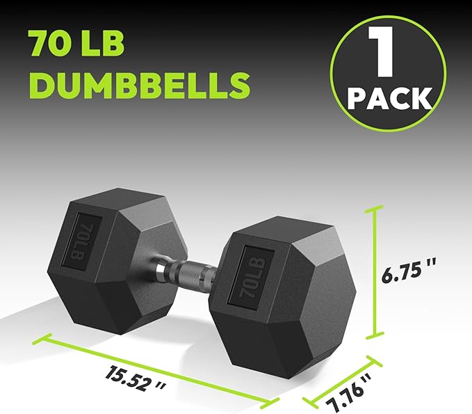 Hex Dumbbell 40-125 lb, Rubber Encased Exercise & Fitness Dumbbells, Hand Weight for Strength Training-FlexoryFit