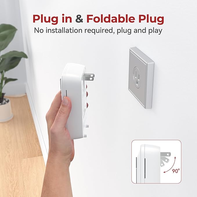 Carbon Monoxide Detectors Plug in,10 Year Replaceable Battery Operated Co Monitor Alarm,Plug and Play Co Detector,Portable Carbon Monoxide Detector for Home,Traval,RV,Hotel GS846A 4 Pack