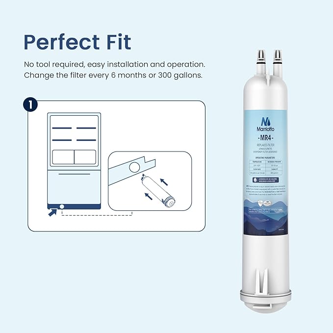 MARRIOTTO MRW4 Refrigerator Water Filter Compatible with EDR3RXD1, 4396841, 4396710, Filter 3, 46-9083,46-9030, 9030, 9083 Refrigerator Water Filter | 2 Pack