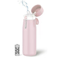 PHILIPS Water Bottle with Filter, Filter Water Bottle Stainless Steel with GoZero Everyday BPA-Free Tap Water Filter, Water Filter Bottle Keep Drink Cold 24 Hours, 1 Filter for 40 gal / 2 Months