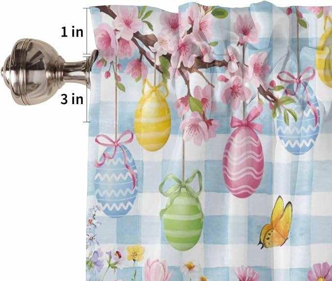 Happy Easter Half Window Curtain 36 Inches Long, Spring Watercolor Bunny Eggs - Image 6