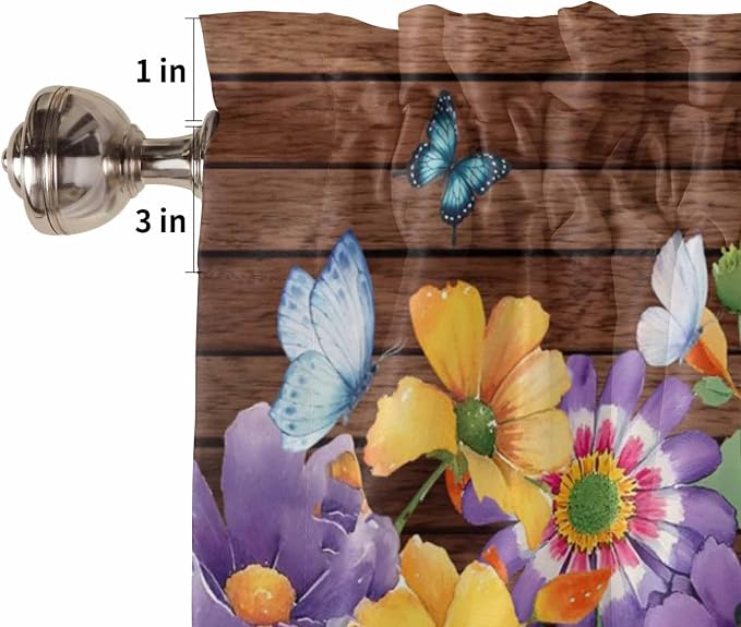 Spring Flowers Kitchen Curtains 54 Inches Length, Watercolor Farmhouse Colorful - Image 6