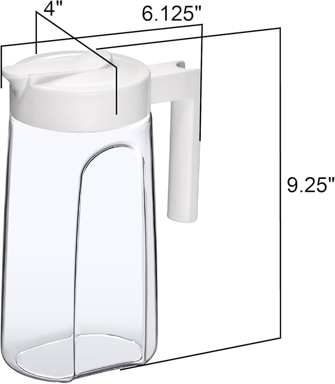 Amazing Abby - Slim Mini - Tritan Pitcher (48 oz), Unbreakable Plastic Water Pitcher with Lid, BPA-Free, Heat-Resistant, Dishwasher-Safe, Great for Iced and Hot Drinks, Indoors and Outdoors, White