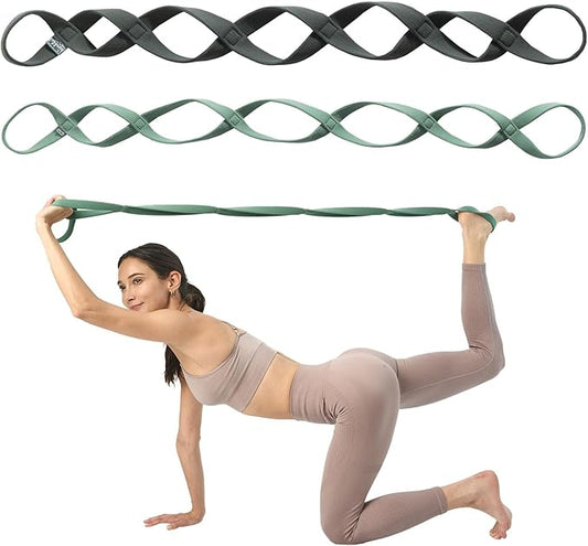 VRTX Stretch Straps for Exercise | Yoga & Pilates Stretching Bands w/ 7 Loops | Resistance Bands for Fitness Workout, Home Gym, Physical Therapy | Soft Cloth, Durable-FlexoryFit