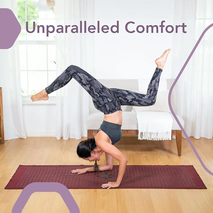 Clever Yoga Non-Slip Hot Yoga Towel – Non-Slip Grip for Hot Yoga, Sweat Absorbent, Honeycomb Silicone Grip, Stays Flat – Ideal for Pilates, Travel, Washable & Lightweight - Burgundy-FlexoryFit
