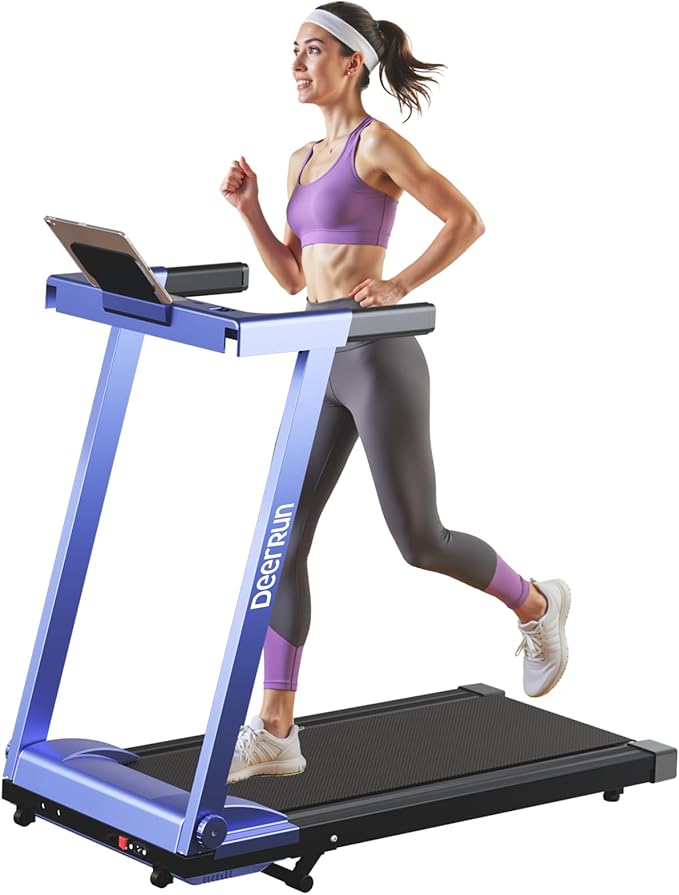 DeerRun Treadmills for Home with Incline and Handles, 3.5 HP Foldable Treadmill 350 LBS Weight Capacity for Small Spaces, Folding Running Machine with Smart APP-FlexoryFit