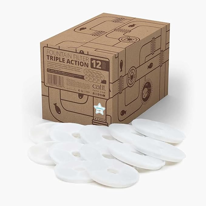 Catit Triple Action Replacement Original Water Fountain Filters, 12 Pack – by Catit