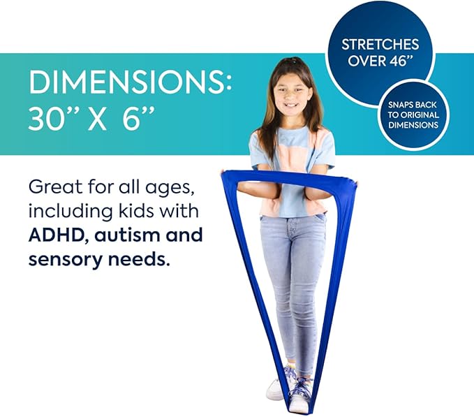 BouncyBand Stretch Band Focus Tool – 30” Resistance Band for Kids Stretches to Over 46” – Silent Sensory Tool Awakens Imagination, Develops Balance, and Strengthens Muscles-FlexoryFit