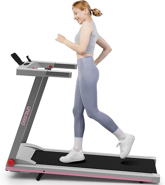 DeerRun Treadmills for Home with Incline and Handles, 3.5 HP Foldable Treadmill 350 LBS Weight Capacity for Small Spaces, Folding Running Machine with Smart APP-FlexoryFit