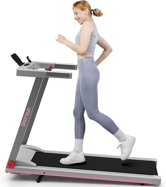 DeerRun Treadmills for Home with Incline and Handles, 3.5 HP Foldable Treadmill 350 LBS Weight Capacity for Small Spaces, Folding Running Machine with Smart APP-FlexoryFit