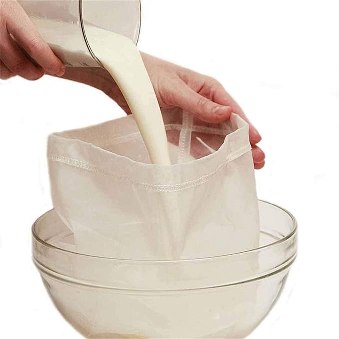 200 Micron Premium Fine Mesh Food Grade Nut Milk Bag for Almond Milk/Soy Milk/Yogurt/Juice - Fine Mesh Nylon Cheesecloth & Cold Brew Coffee Filter, 10" x 12" - Extra thick (1)