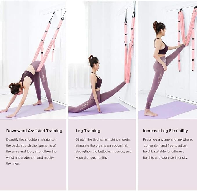 Yoga Fitness Stretching Strap, Adjustable Leg Stretcher Back Bend Assist Trainer, Improve Leg Waist Back Flexibility Home Gym Equipment for Rehab Pilates Ballet Cheerleading Splits Gymnastics-FlexoryFit