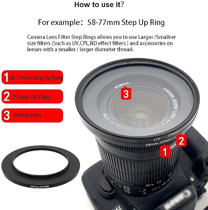 Metal Step Up Ring, 95mm to 105mm 95-105mm Step Rings 2 Pieces Step-Up Lens - Image 8