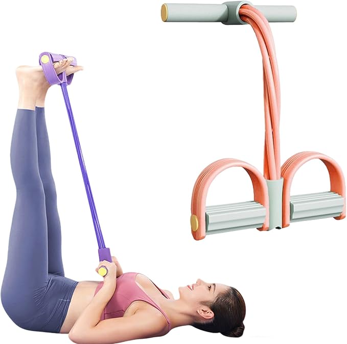 2025 Upgrade Multifunction Tension Rope or Exercise Sit Up Exercise Equipment,Pedal Ankle Puller,Bands-6 Tube Pedal Ankle Puller for Women Men-FlexoryFit