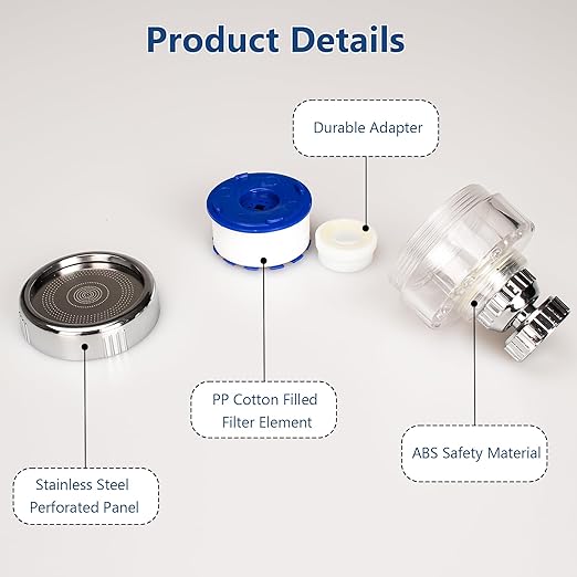 3 Pcs of Sink Water Filter and 18 Filter Elements Set, Sink Faucet Filter 360°Rotating, Bathroom Sink Filter Removes Fluoride Hard Water, Faucet Filter Faucet Extender for Home Kitchen Sink