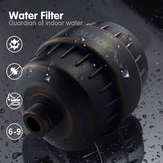 Shower Filter Enhanced Formula Multi-Stage Output Filter Chlorine Heavy Metals and Other Sediments - Suitable for People with Sensitive and Dry Skin and Scalp(Oil-Rubbed Bronze)