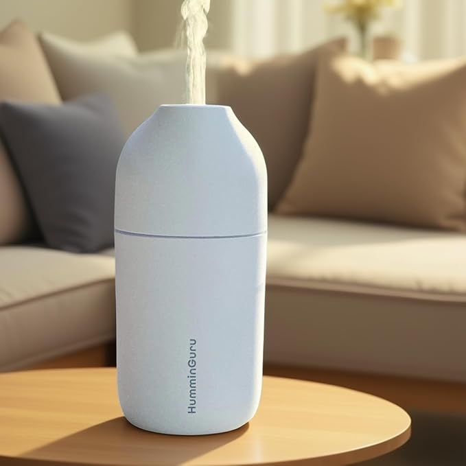 Ultrasonic Essential Oil Diffuser & Humidifier - 90ml USB-C Aromatherapy Device for Car, Home, Office with 3 Essential Oils (Lavender, Peppermint, Cedar) - 20-Min Auto Shutoff, White