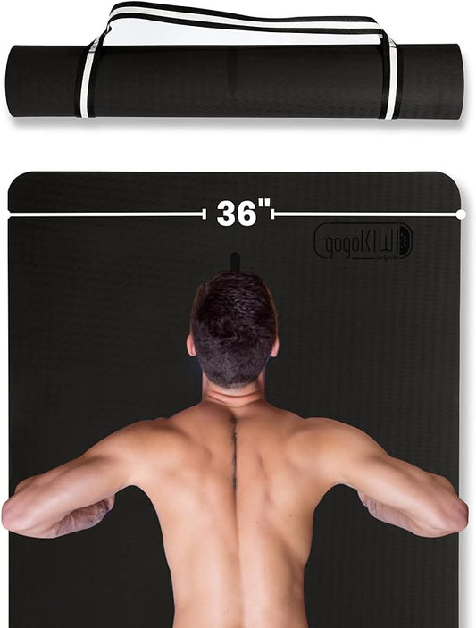 Extra Wide Yoga Mat for Men Women (72"L x 36"W) Non Slip Fitness & Exercise Mat with Alignment Marks for Yoga, Pilates, Floor Workouts-FlexoryFit