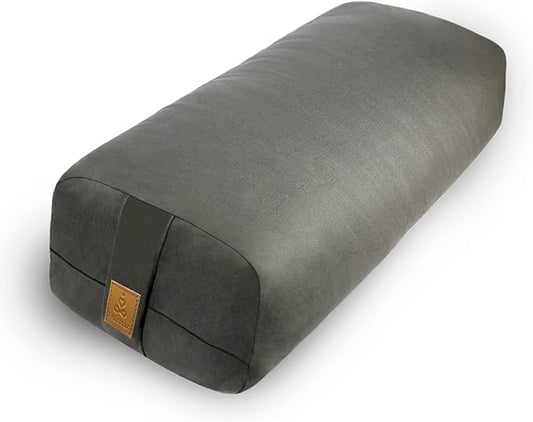 Yoga Bolster (26x10.5x5.5 in) Supportive Yoga Cushion for Restorative Yin Yoga Accessories Rectangular Bolster for Stretching Meditation Pillow 100% Organic Cotton Removable Washable Cover-FlexoryFit