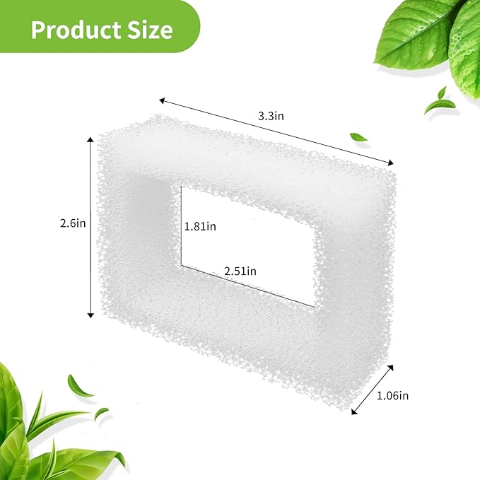 Sponge Foam Filter Replacement for Cup Cake Ceramic Pet Fountain and 2L/67oz Round Stainless Steel Cat Water Fountain, Katlikatqi Pre-Filter Compatible with DR-DC-160 Water Pump (Pack of 12)