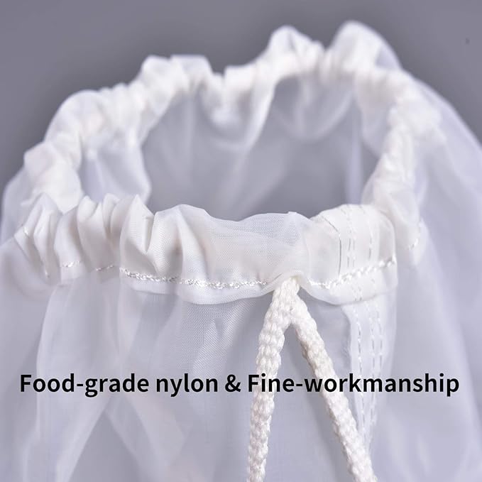 CONIE 120 Micron Reusable Drawstring Straining Brew in a Bag 18"x24" Large Fine Mesh Filter Bags Nut Milk Bag Herbal Essence Filter Bag
