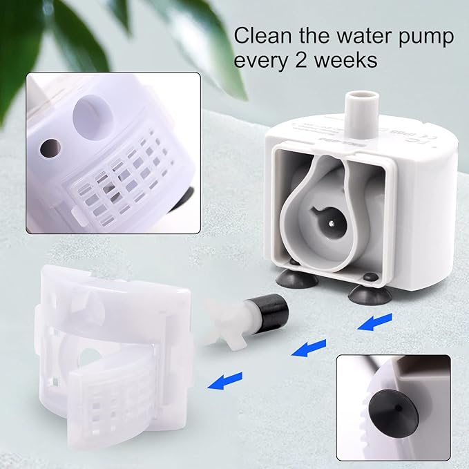 Cat Water Fountain Pump for 3.2L/108oz Stainless Steel Cat Water Fountain and 67oz/2L Stainless Steel Cat Fountain, Petilog Pet Fountain Pump, Ultra Quiet Cat Fountain Pump