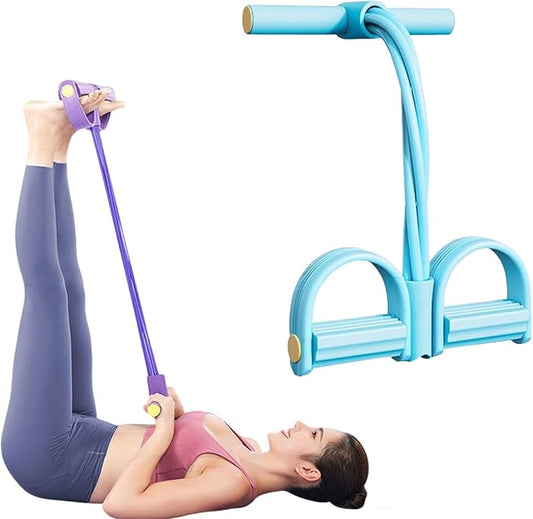 2025 Upgrade Multifunction Tension Rope or Exercise Sit Up Exercise Equipment,Pedal Ankle Puller,Bands-6 Tube Pedal Ankle Puller for Women Men-FlexoryFit
