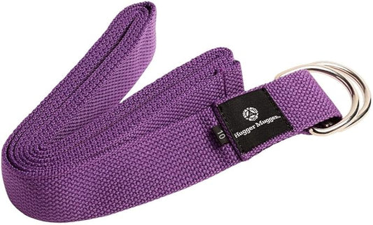 Hugger Mugger D-Ring Cotton Yoga Strap - Super Strong Cotton, Metal D-Ring Buckle, Multiple Lengths Available-FlexoryFit