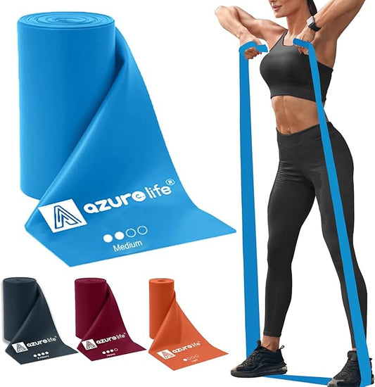 Professional 8 Yards Bulk Resistance Bands Rolls or 5,6,7 ft. Long Non-Latex Elastic Exercise Bands, Stretch Bands for PT, Yoga, Pilates, Rehab, at-Home or The Gym Workouts-FlexoryFit