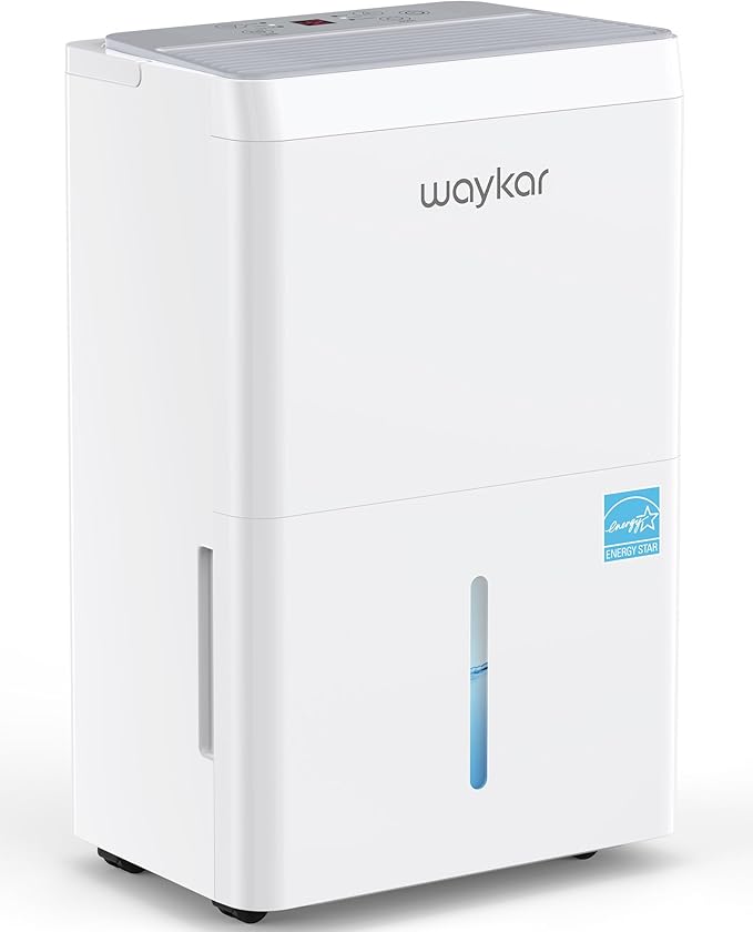 Waykar 120 Pint 2025 Energy Star Dehumidifier for Home, Basement, Large Rooms up to 6,000 Sq. Ft. - Auto Defrost, Ultra Quiet(40 dB), Auto Comfort Mode, with Drain Hose & Water Tank