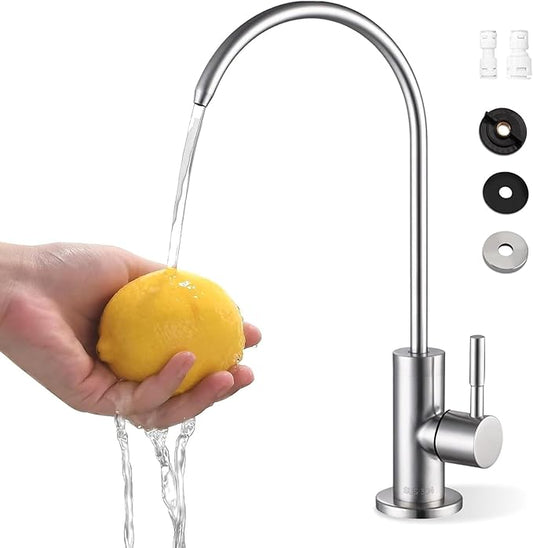 Drinking Water Faucet, Kitchen Water Filter Faucet Stainless Steel for Reverse Osmosis or Water Filtration System, Beverage Non-Air Gap RO Faucet Brushed Nickel Finish