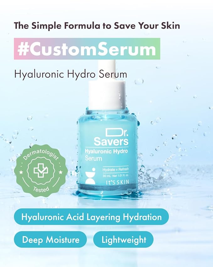 IT’S SKIN Dr.Savers Hyaluronic Acid Hydro Serum 1.01 fl.oz, Deep Hydration Moisturzing Serum with Hyaluronic Acid and Panthenol, Lightweight Non Sticky Moisturizer for Sensitive Skin, Korean Skincare-FlexoryFit