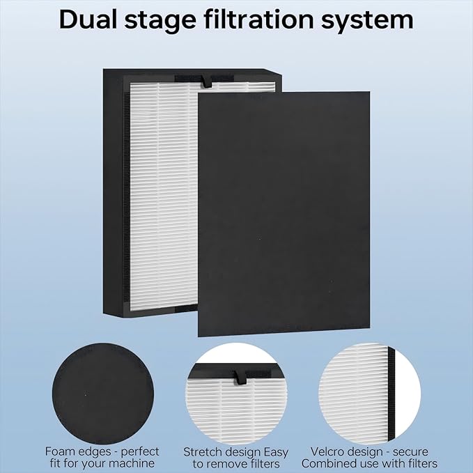 8 pcs 45i Replacement Filter, Compatible with Alen BreatheSmart Flex BH400 and 45i Air Filter, Compares to Part # B4-Pure / FL40 (2 filter + 6 Carbon Pre-filter)