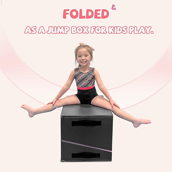 Kangaroo Hoppers Incline Gymnastics Mat, 48”x24”x14” / 56"x28"x15" / 34”x24”x13” Folding Wedge for Kids Tumbling, Skill Training, Multiple Colors Cheese Mat for Gymnastics, Home Gym Exercise-FlexoryFit