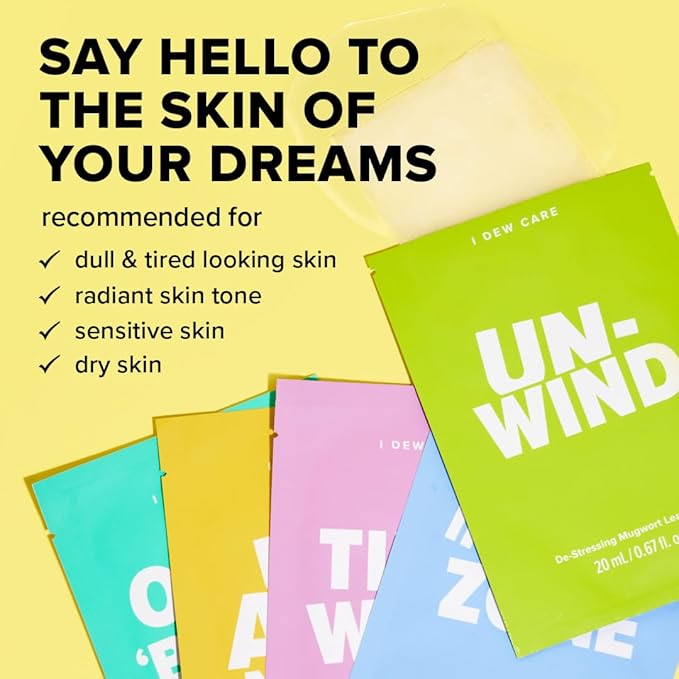 I DEW CARE Glass Skin Face Mask Variety Pack - Let's Do This Sheet | For Perfect Care Routine, Korean Face Masks Skincare, Olive Extract, Chamomile, Vitamin B3, Moisturizing, 5 Count-FlexoryFit
