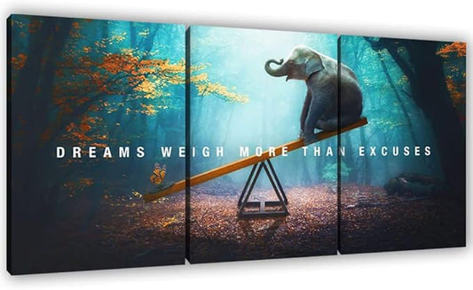 Yetaryy Motivational Poster Inspirational Wall Art 3 Pieces Canvas Painting Lion Artwork for Living Room Office Modern Home Decor Prints Pictures Wall Decor Framed Ready to Hang [36''Wx 16''H]-FlexoryFit