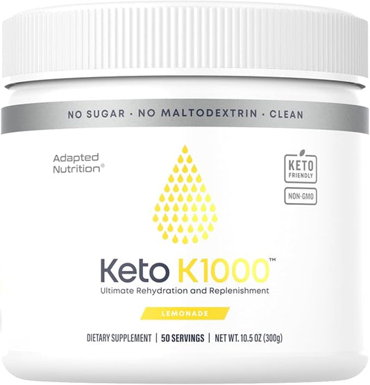 Hi-Lyte Keto K1000 Electrolyte Powder | Lemonade | Hydration Supplement Drink Mix | Boost Energy & Beat Leg Cramps | No Sugar, No Maltodextrin | 50 Servings-FlexoryFit